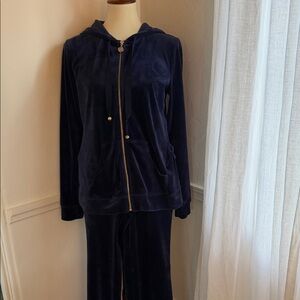 Lily Pulitzer velour  Hooded Zip Jacket and Pull-On Pants Set - Navy